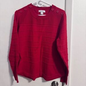 Liz Claiborne Red Button-Accent Sweater